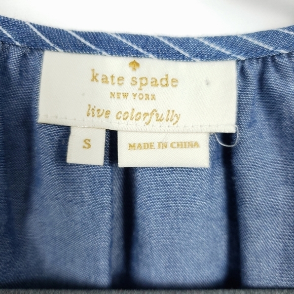 Kate Spade NY chambray tie neck top sz Small - Picture 8 of 8